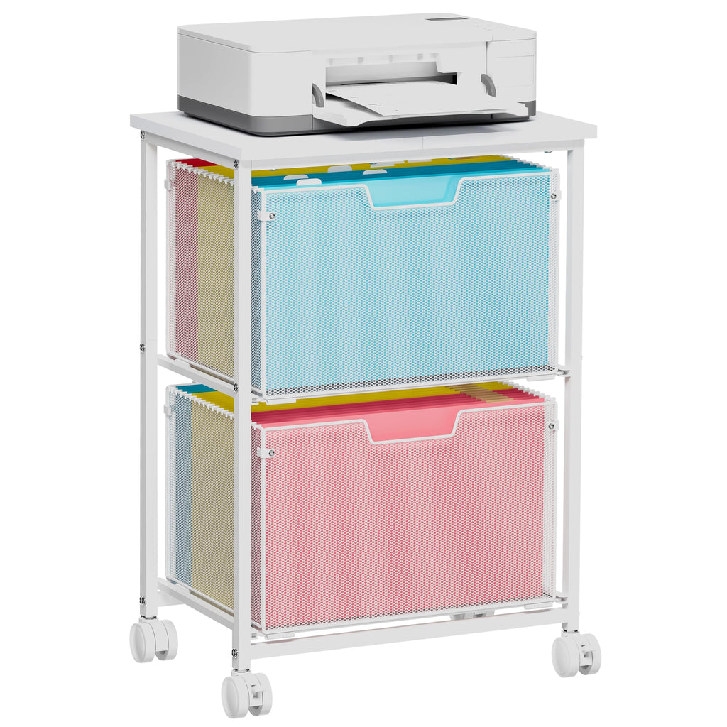 White 2 Drawer Rolling File Cabinet R4066