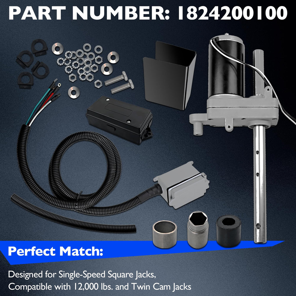 Electric Powered Trailer Jack Kit 12,000 lbs 12V D904009